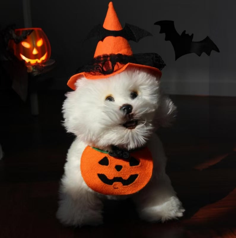 Halloween-Themed Pet Bibs With Elastic Drawstring