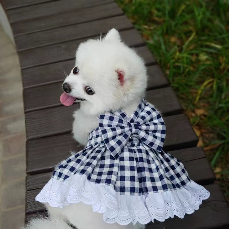 Plaid Skirt Cat Pet Harness Leash For Outings