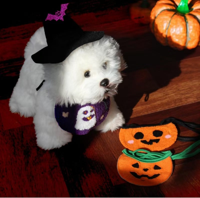 Halloween-Themed Pet Bibs With Elastic Drawstring