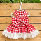 Plaid Skirt Cat Pet Harness Leash For Outings