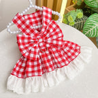 Plaid Skirt Cat Pet Harness Leash For Outings